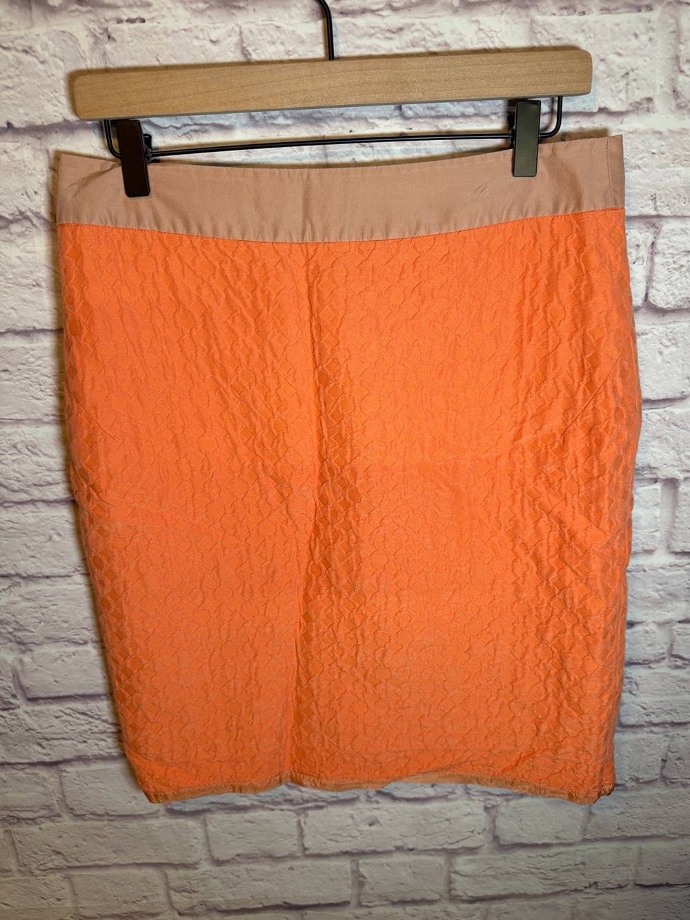 J.Crew‎ Ripple Stripe Pencil Skirt Orange Women's Skirt Size 10